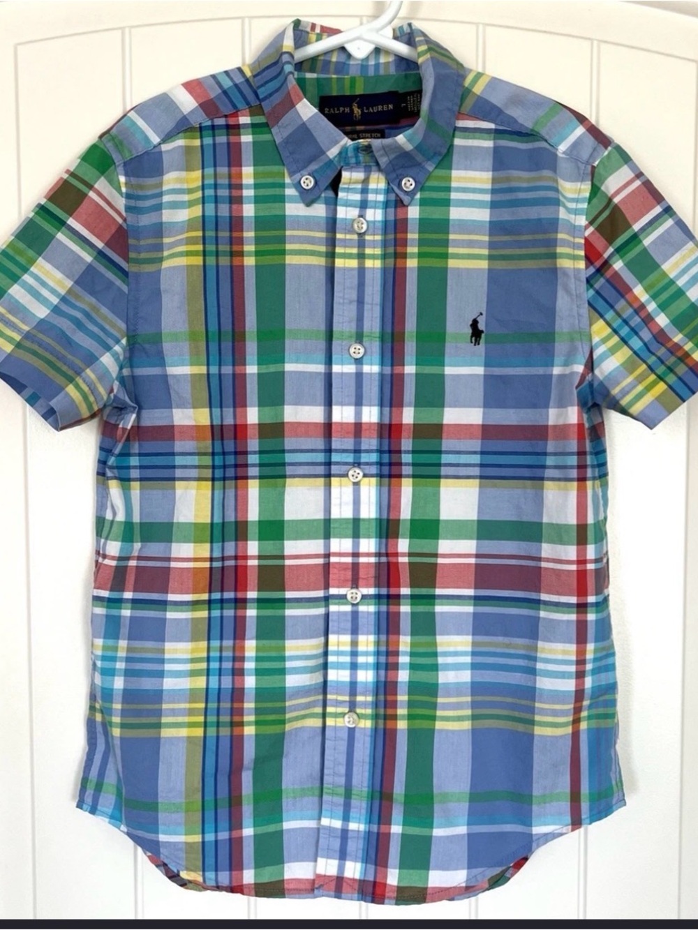 Ralph Lauren Blue, Green & Red Multicolor Plaid Short-Sleeve Button-Down Shirt